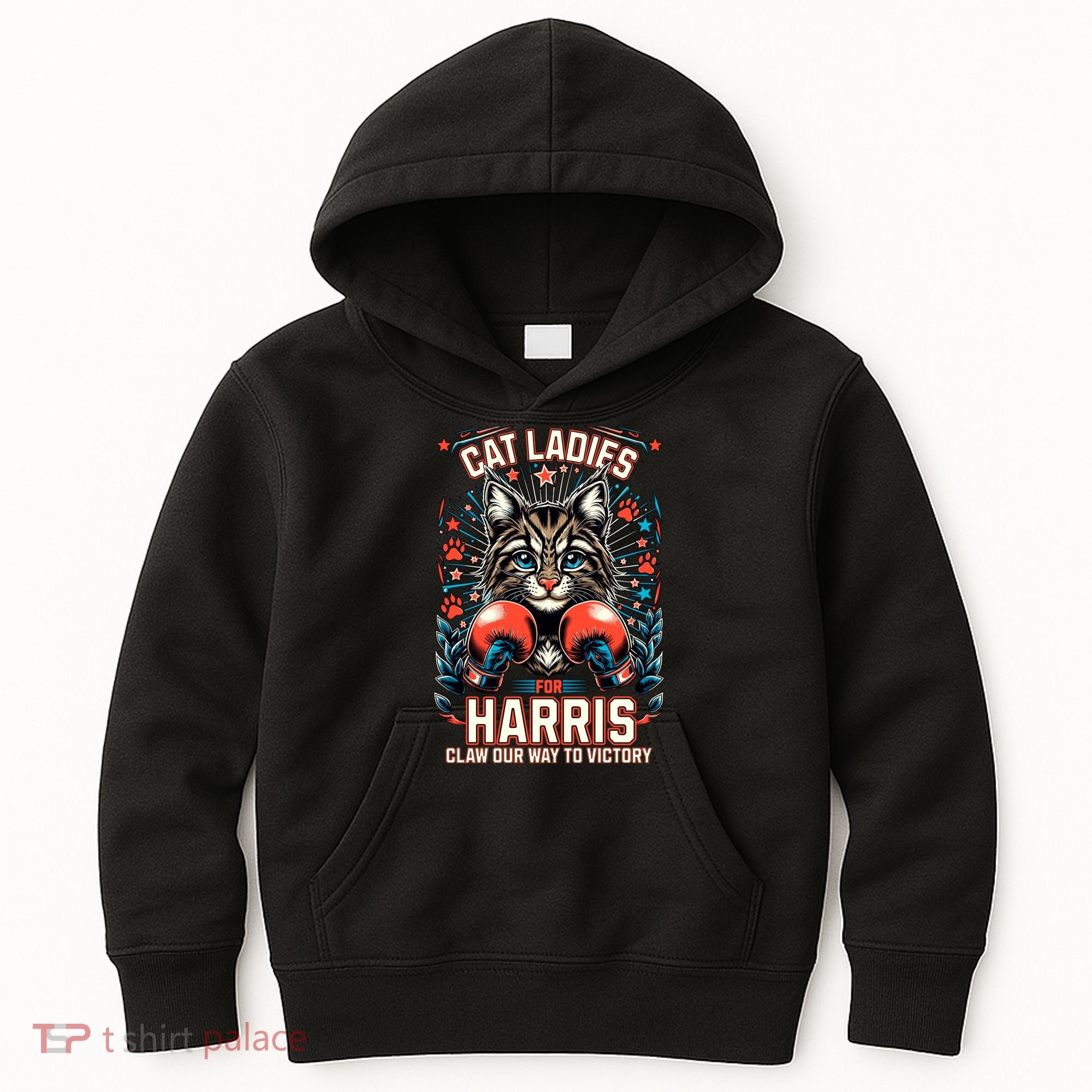 Cat Ladies For Harris For President 2024 Kids Hoodie