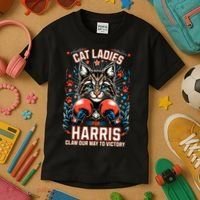 Cat Ladies For Harris For President 2024 Kids T-Shirt thumb 3