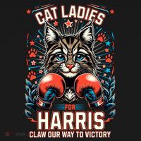 Cat Ladies For Harris For President 2024 Kids T-Shirt thumb 4