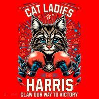 Cat Ladies For Harris For President 2024 Santa Hat thumb 1