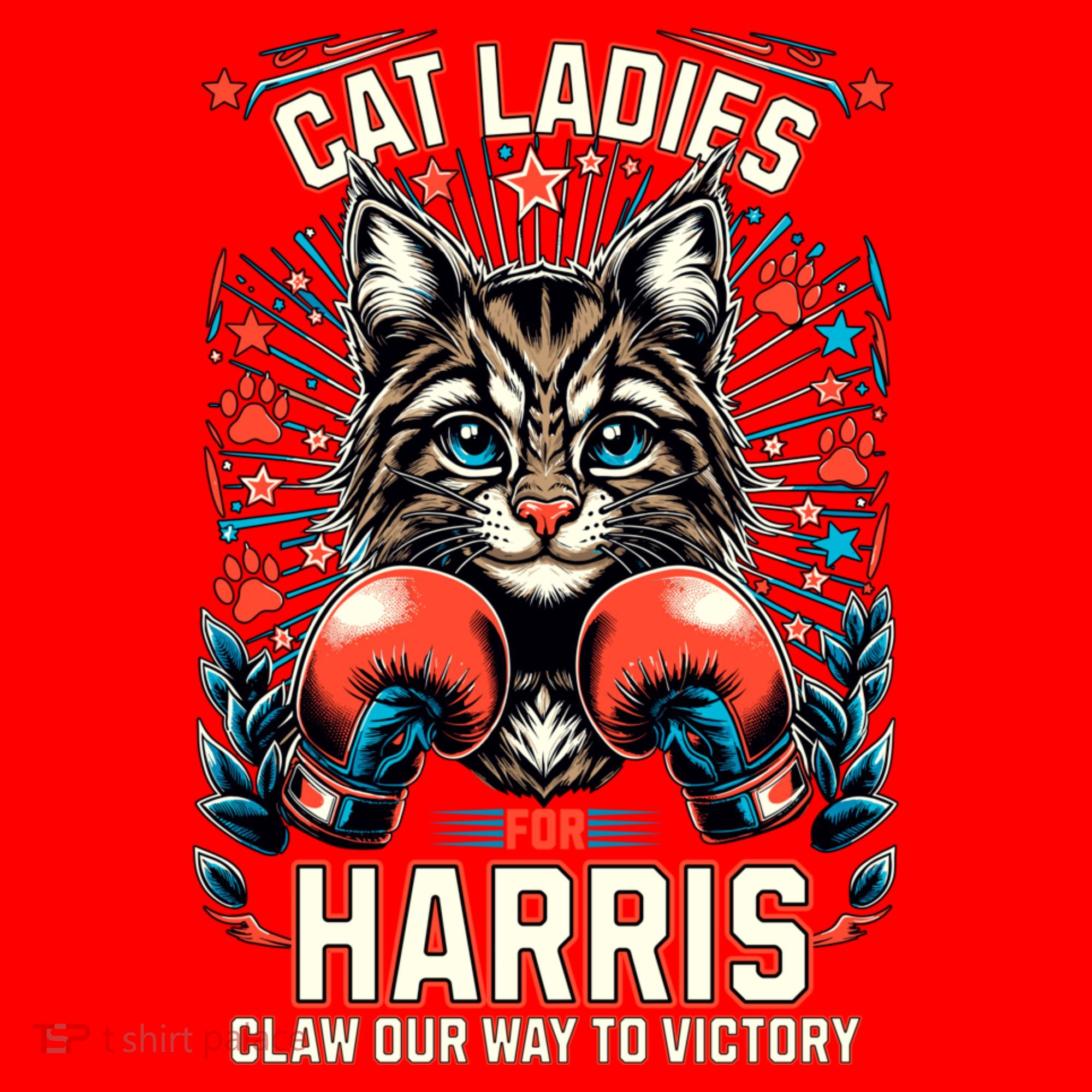 Cat Ladies For Harris For President 2024 Santa Hat