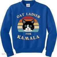 Cat Ladies For Kamala Harris Cool Gift Kids Sweatshirt thumb 0