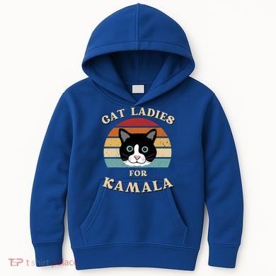 Cat Ladies For Kamala Harris Cool Gift Kids Hoodie