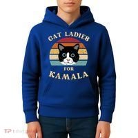 Cat Ladies For Kamala Harris Cool Gift Kids Hoodie thumb 4