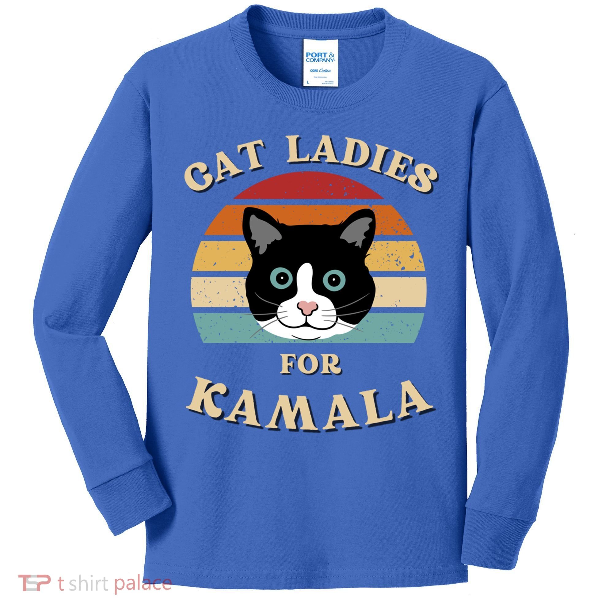 Cat Ladies For Kamala Harris Cool Gift Kids Long Sleeve Shirt