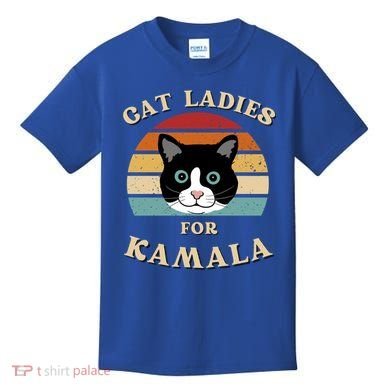 Cat Ladies For Kamala Harris Cool Gift Kids T-Shirt