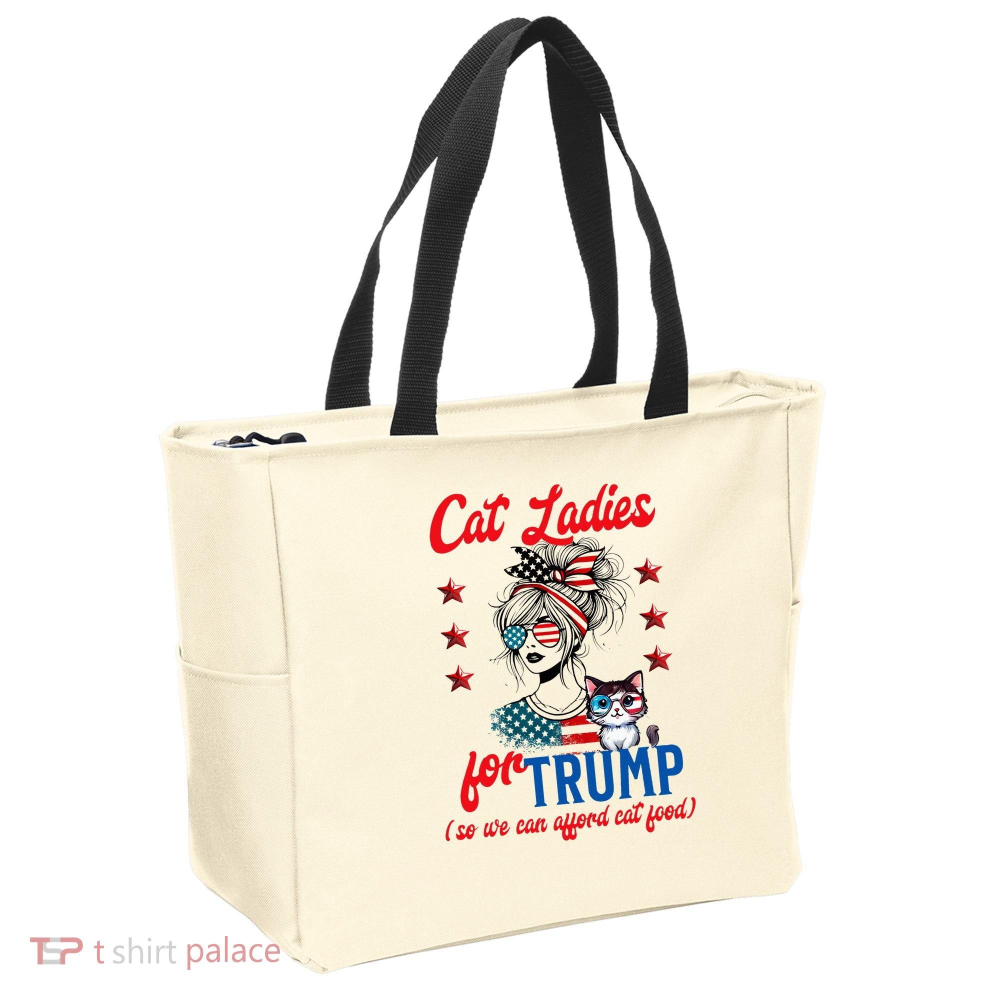 Cat Lady For Trump Funny Political Tote Bag