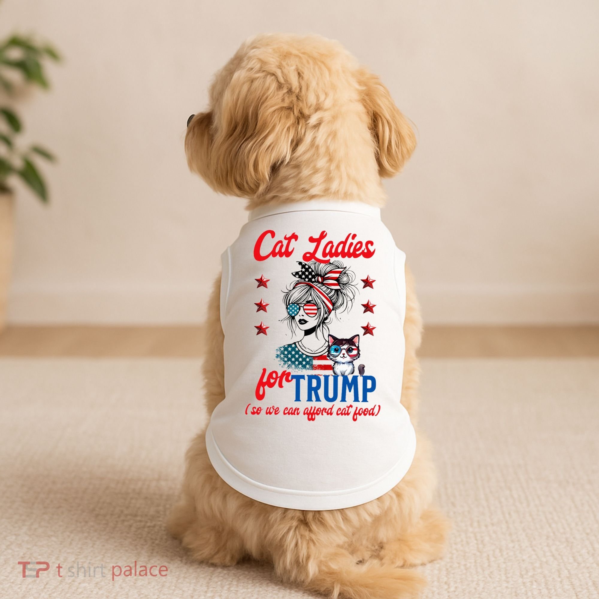 Cat Lady For Trump Funny Political Doggie Tank