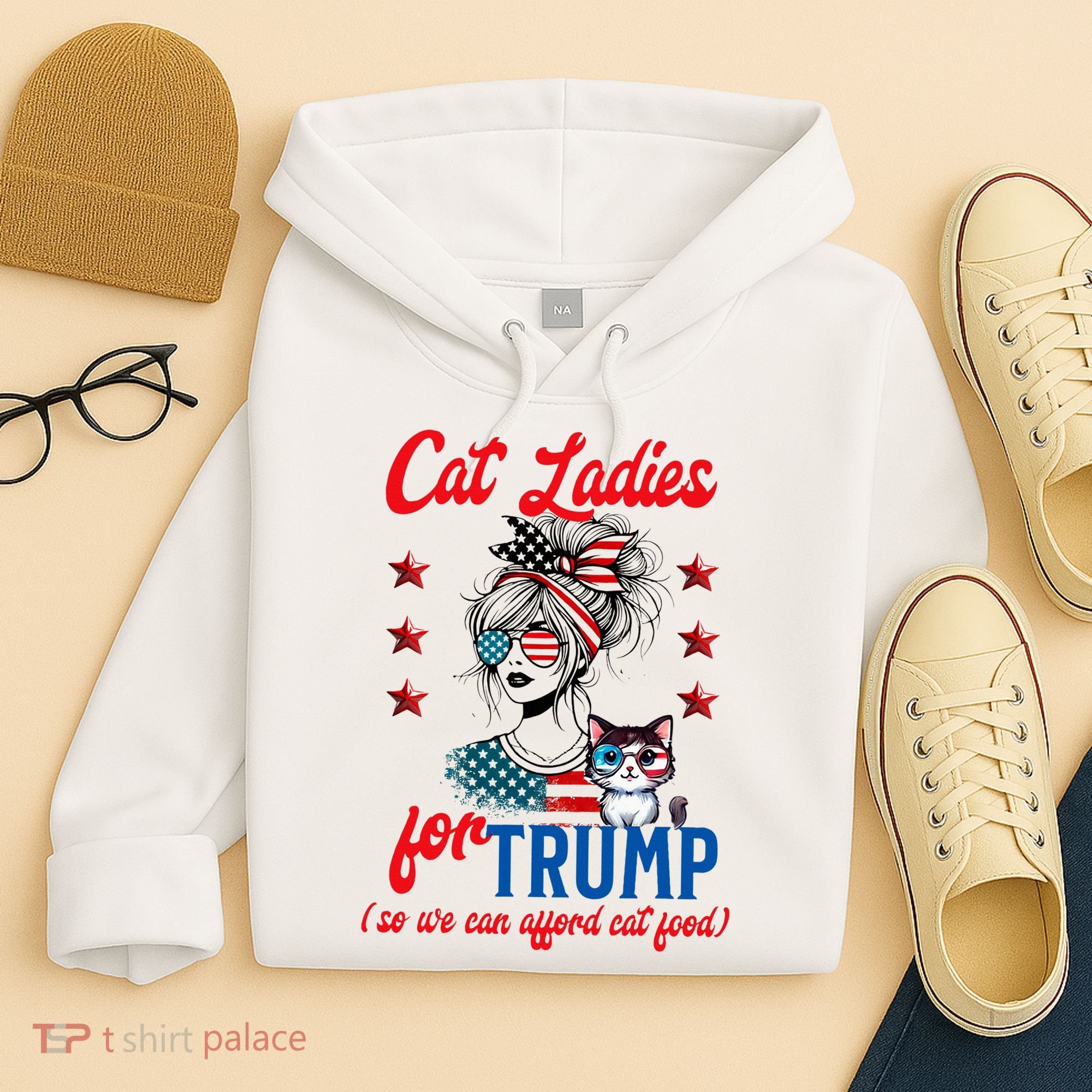 Cat Lady For Trump Funny Political Hoodie