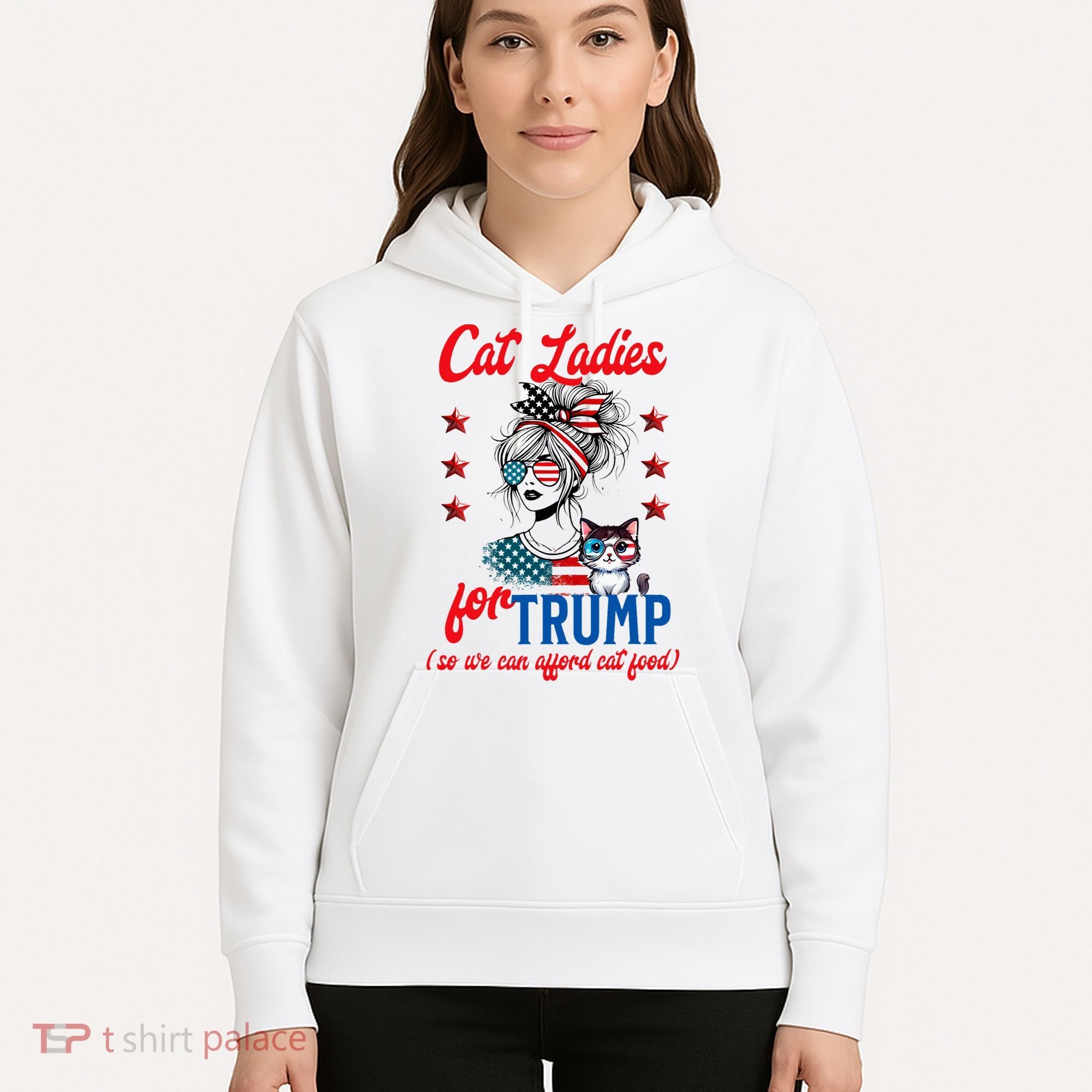Cat Lady For Trump Funny Political Hoodie