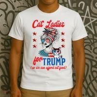 Cat Lady For Trump Funny Political T-Shirt thumb 3