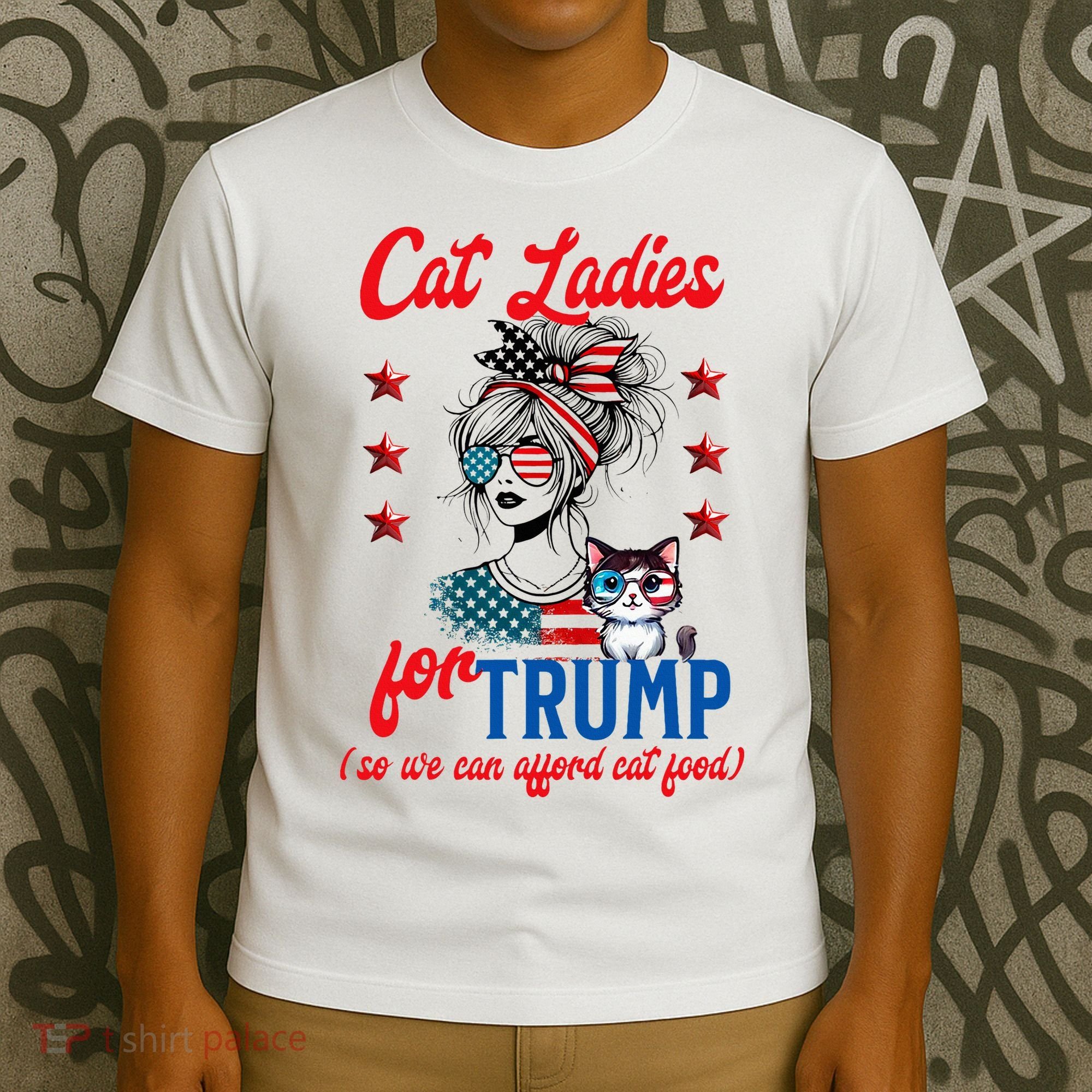 Cat Lady For Trump Funny Political T-Shirt