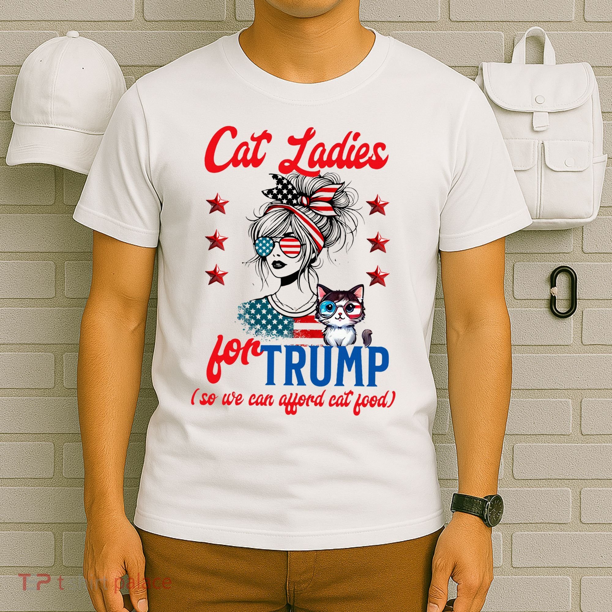 Cat Lady For Trump Funny Political T-Shirt