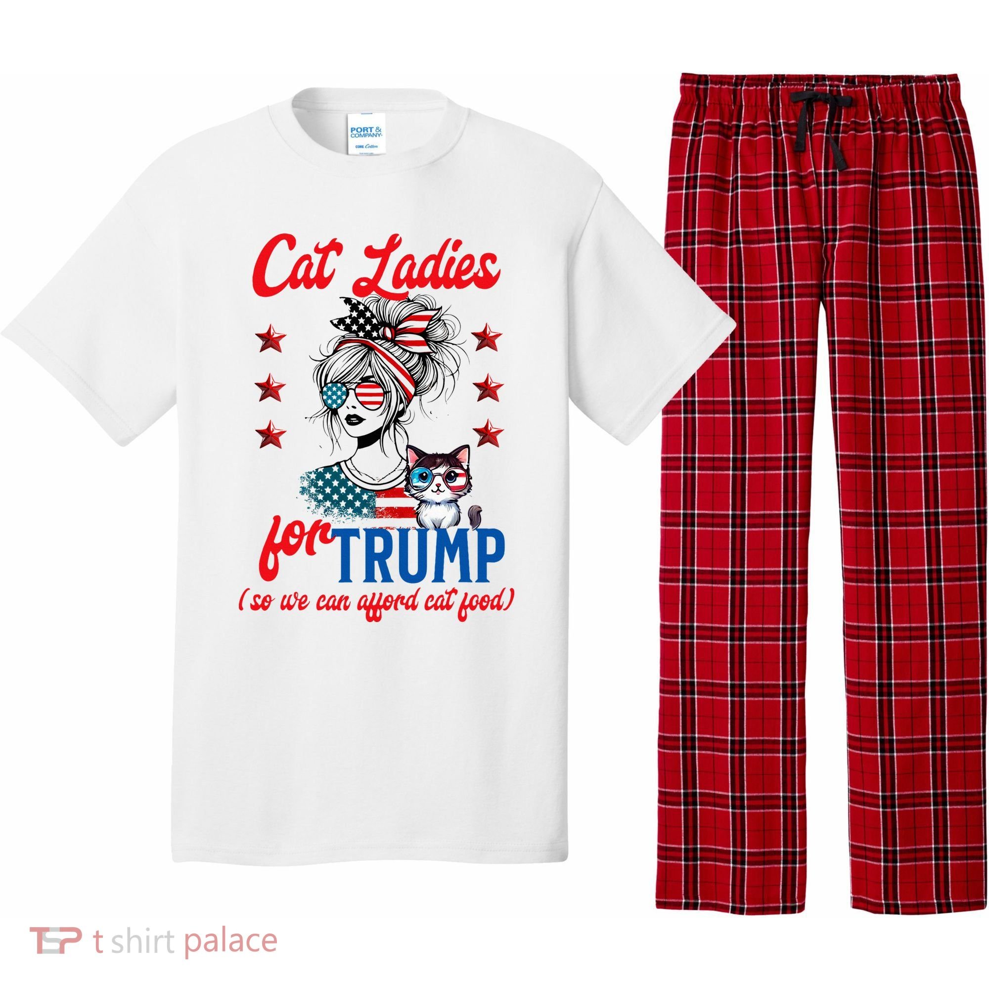 Cat Lady For Trump Funny Political Pajama Set