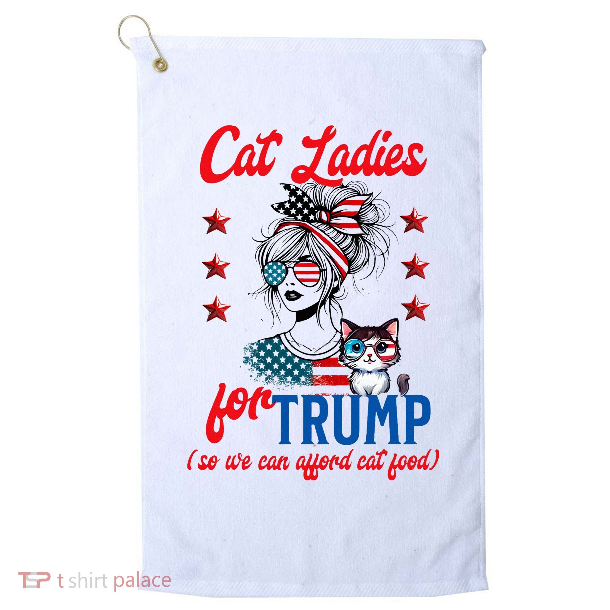 Cat Lady For Trump Funny Political Golf Towel