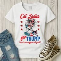 Cat Lady For Trump Funny Political Women's T-Shirt thumb 3
