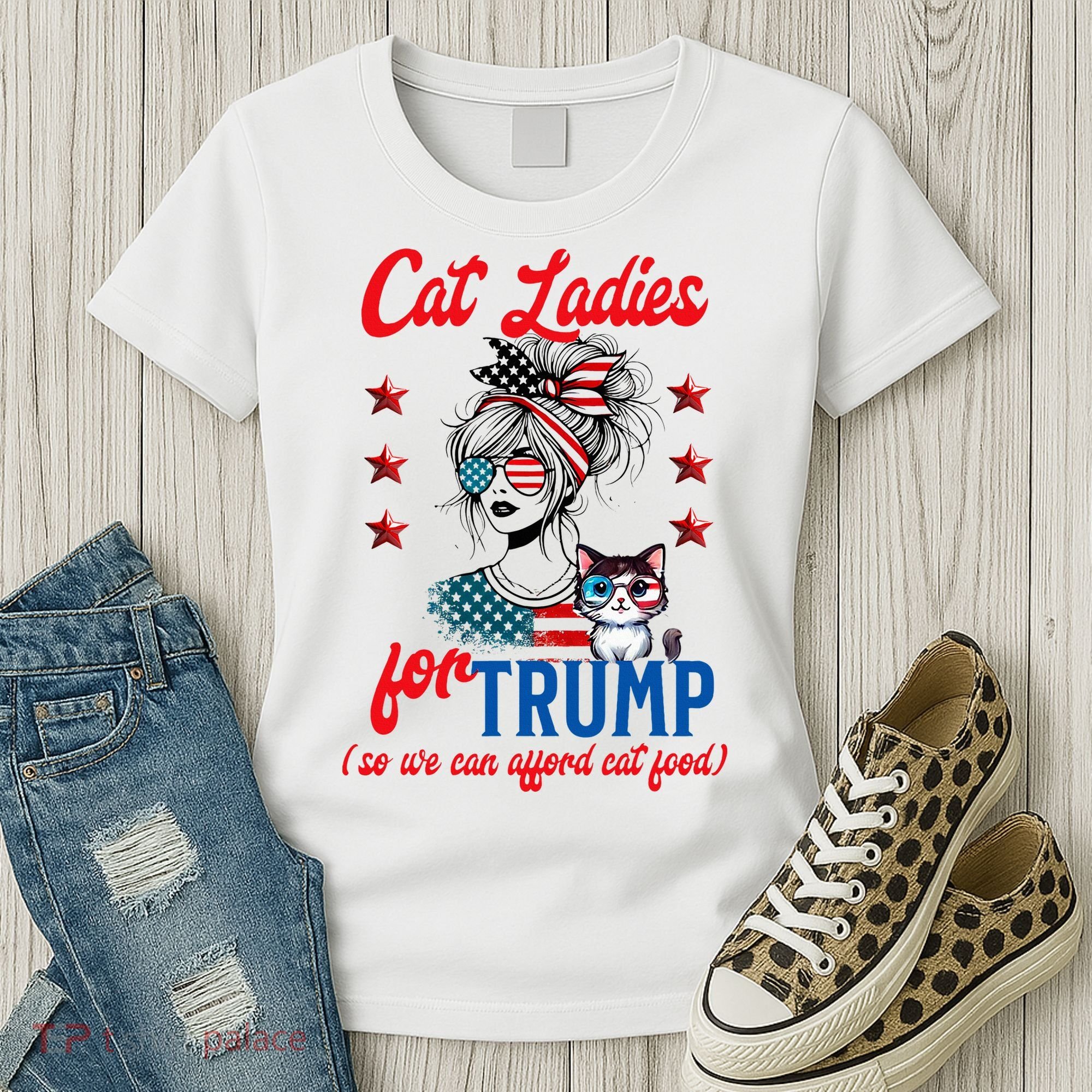 Cat Lady For Trump Funny Political Women's T-Shirt
