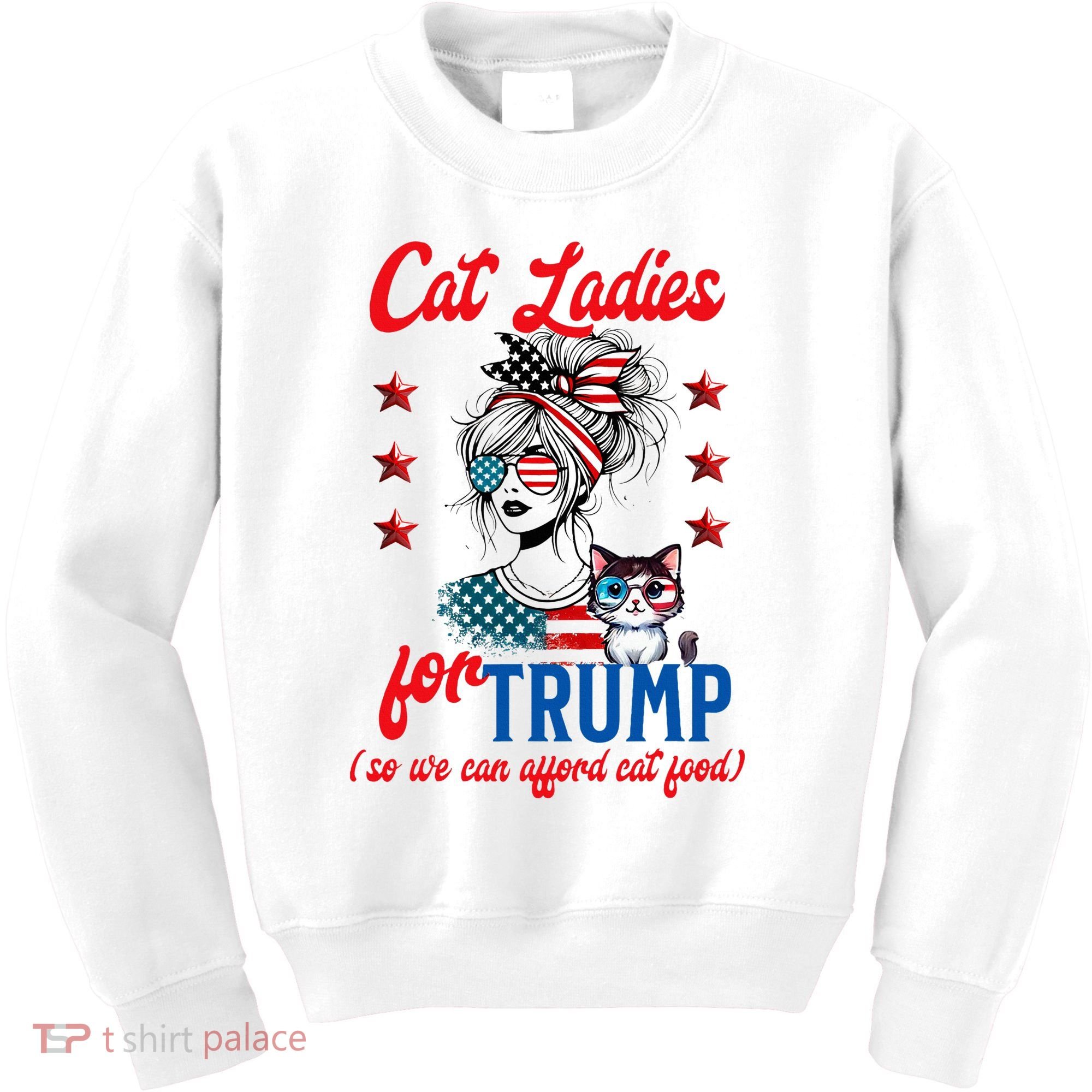 Cat Lady For Trump Funny Political Kids Sweatshirt