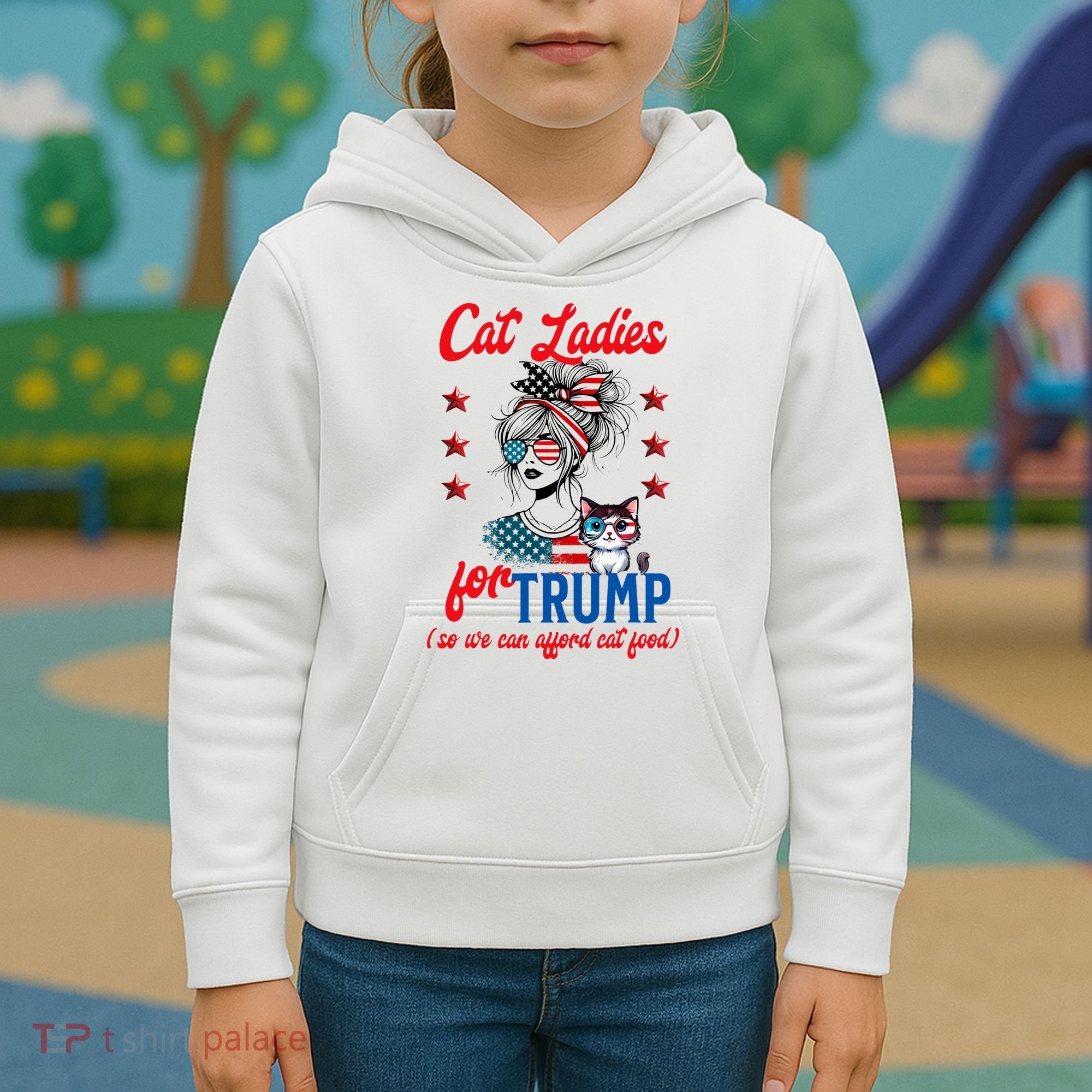 Cat Lady For Trump Funny Political Kids Hoodie