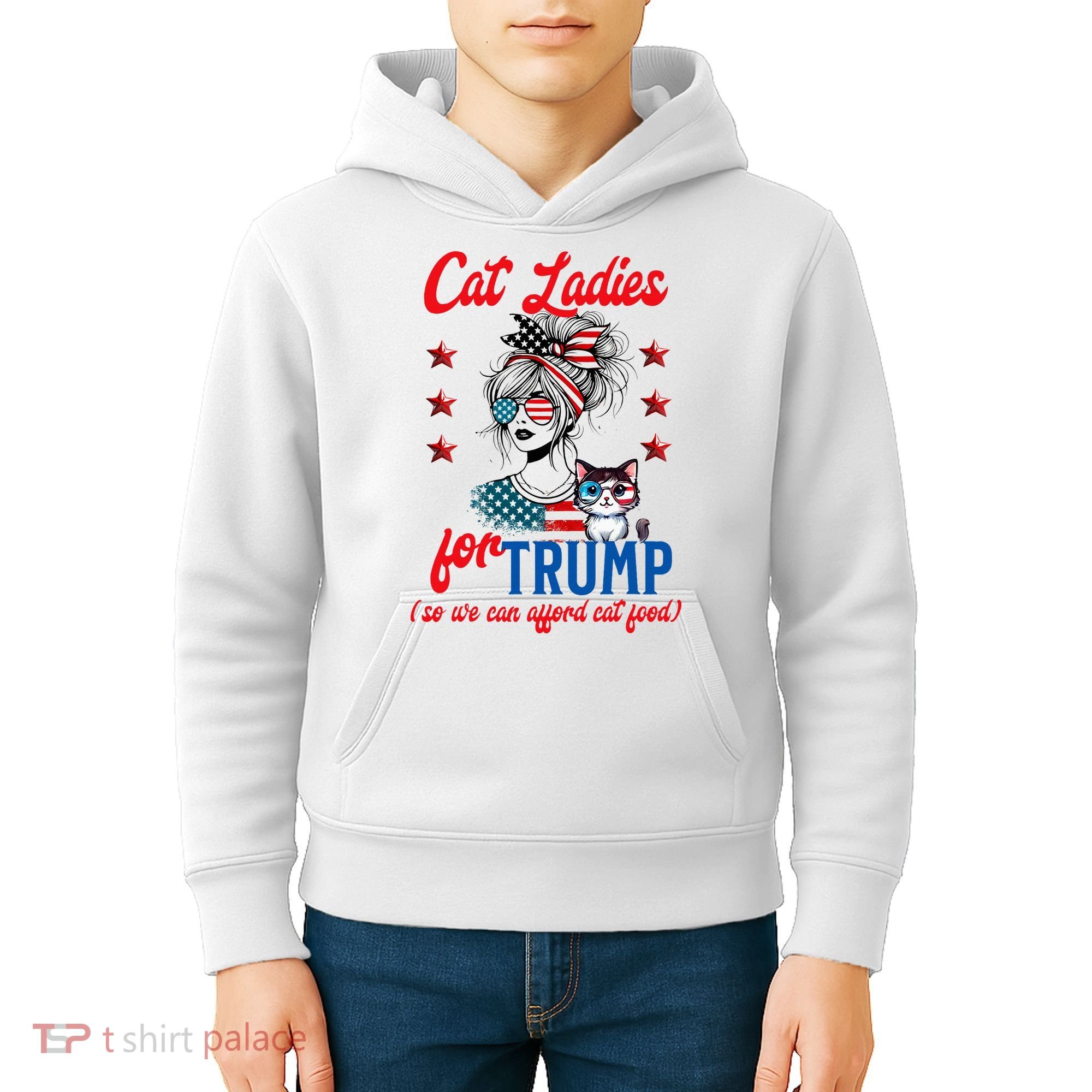 Cat Lady For Trump Funny Political Kids Hoodie