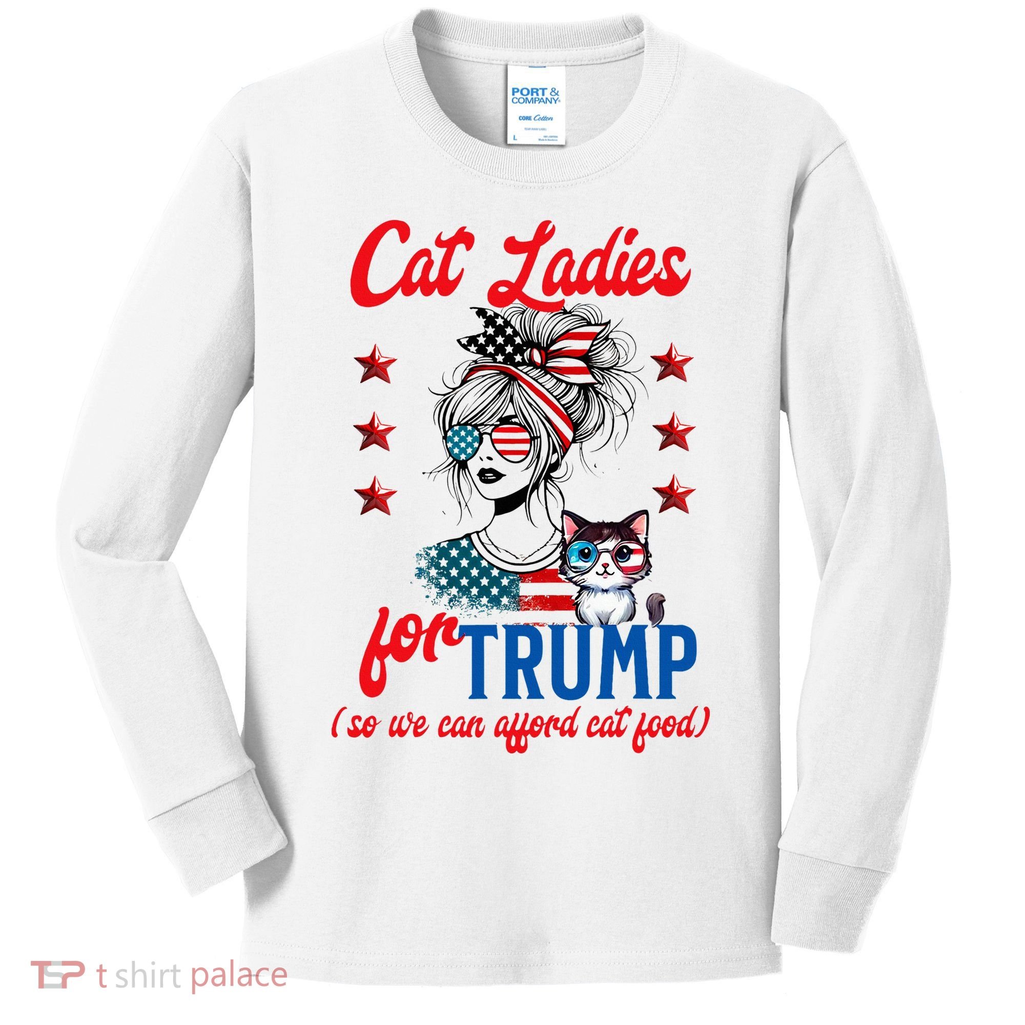 Cat Lady For Trump Funny Political Kids Long Sleeve Shirt