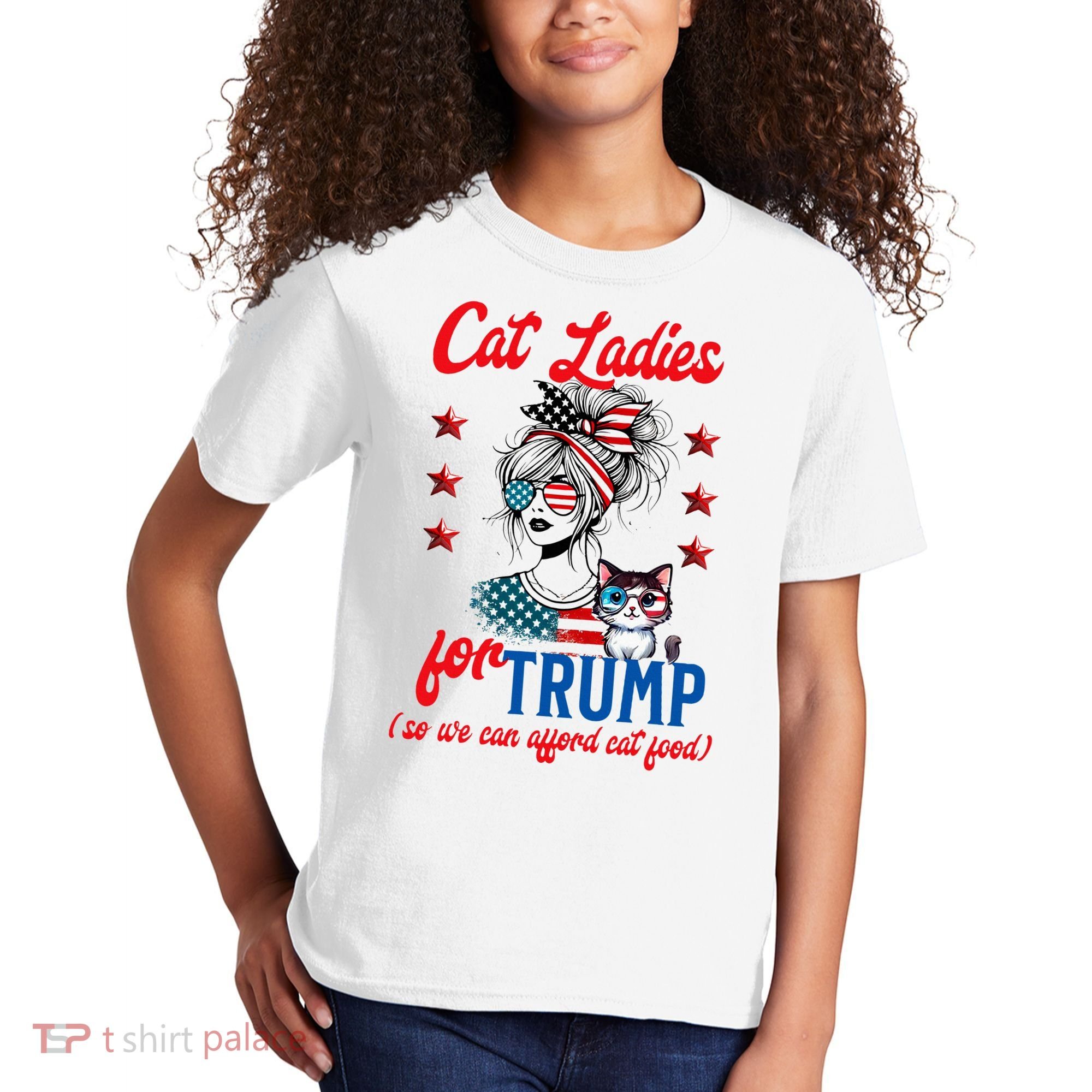Cat Lady For Trump Funny Political Kids T-Shirt