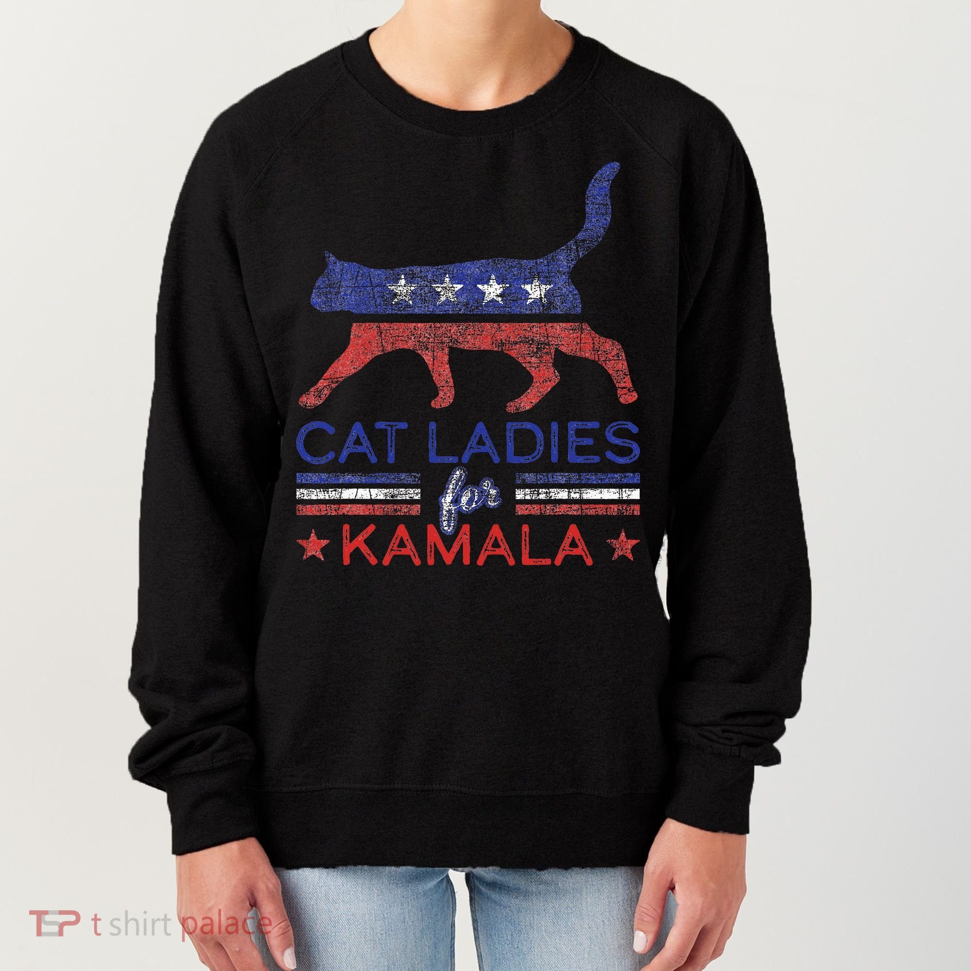 Cat Ladies For Kamala Funny Democrat Cat For Cat Lady Women's Sweatshirt