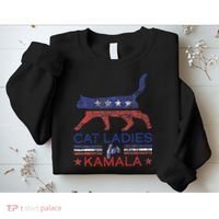 Cat Ladies For Kamala Funny Democrat Cat For Cat Lady Sweatshirt thumb 2