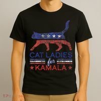 Cat Ladies For Kamala Funny Democrat Cat For Cat Lady T-Shirt thumb 3