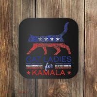 Cat Ladies For Kamala Funny Democrat Cat For Cat Lady Coaster thumb 0