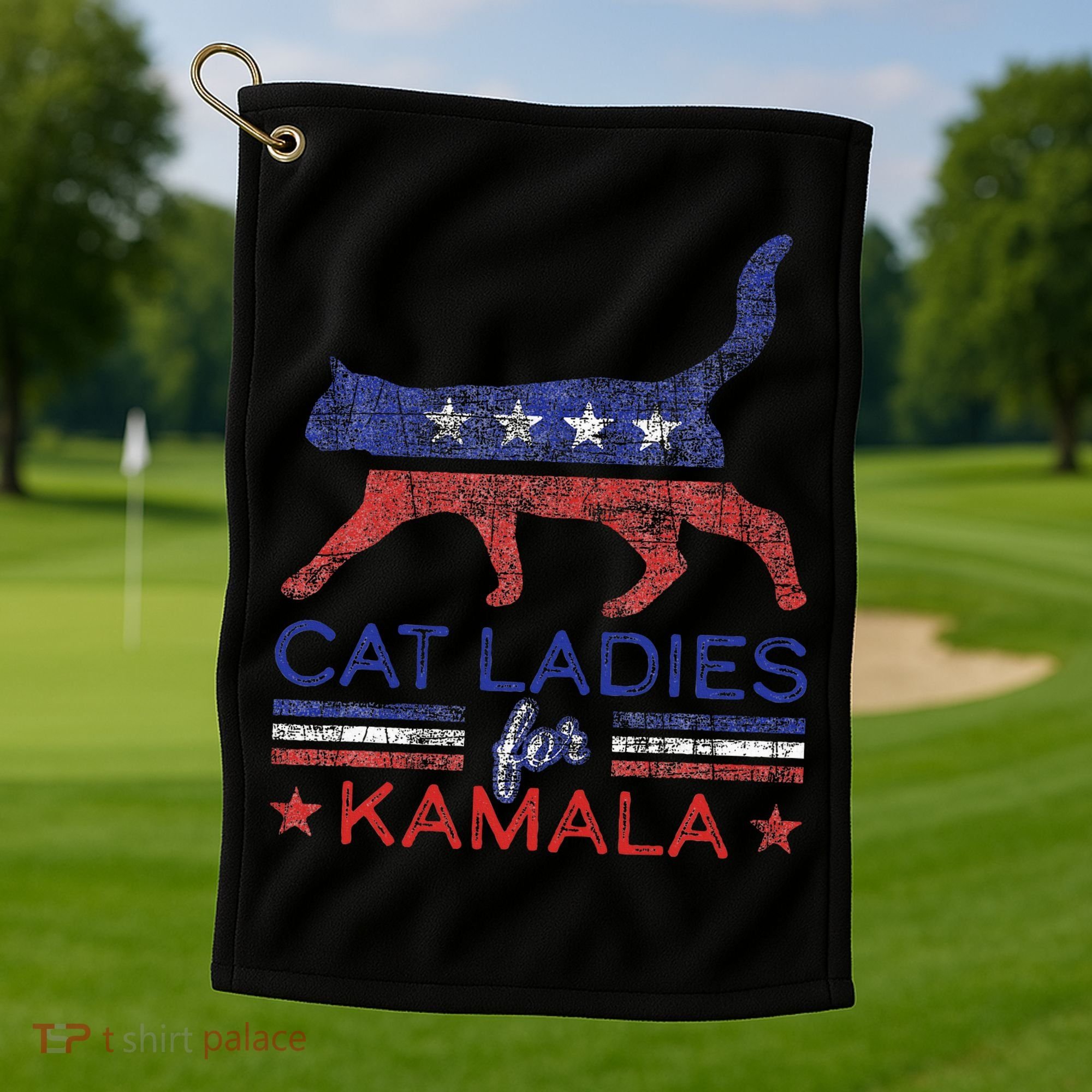Cat Ladies For Kamala Funny Democrat Cat For Cat Lady Golf Towel