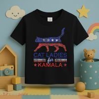 Cat Ladies For Kamala Funny Democrat Cat For Cat Lady Toddler T-Shirt thumb 3