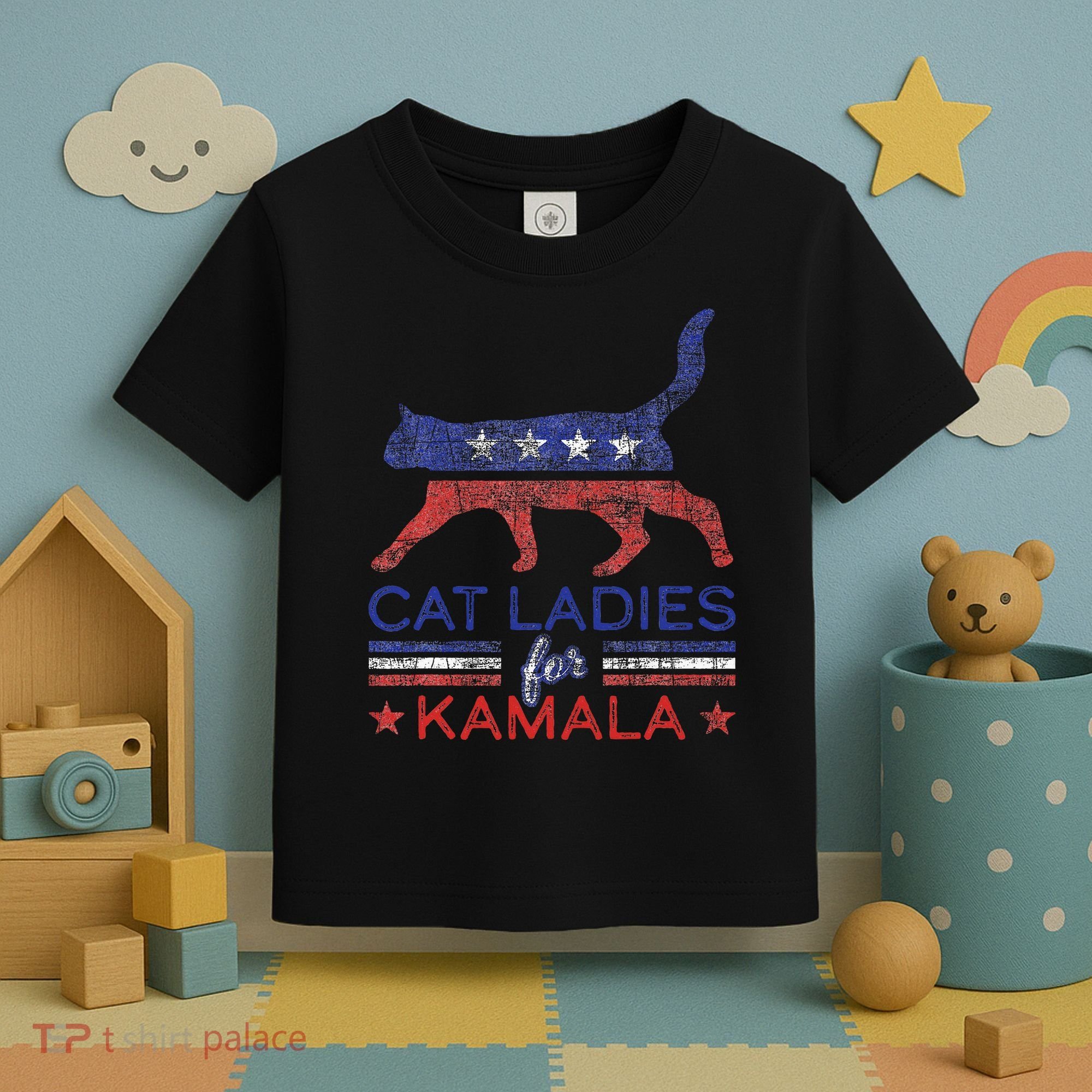 Cat Ladies For Kamala Funny Democrat Cat For Cat Lady Toddler T-Shirt