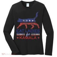 Cat Ladies For Kamala Funny Democrat Cat For Cat Lady Women's Long Sleeve Shirt thumb 0