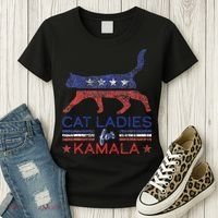 Cat Ladies For Kamala Funny Democrat Cat For Cat Lady Women's T-Shirt thumb 3