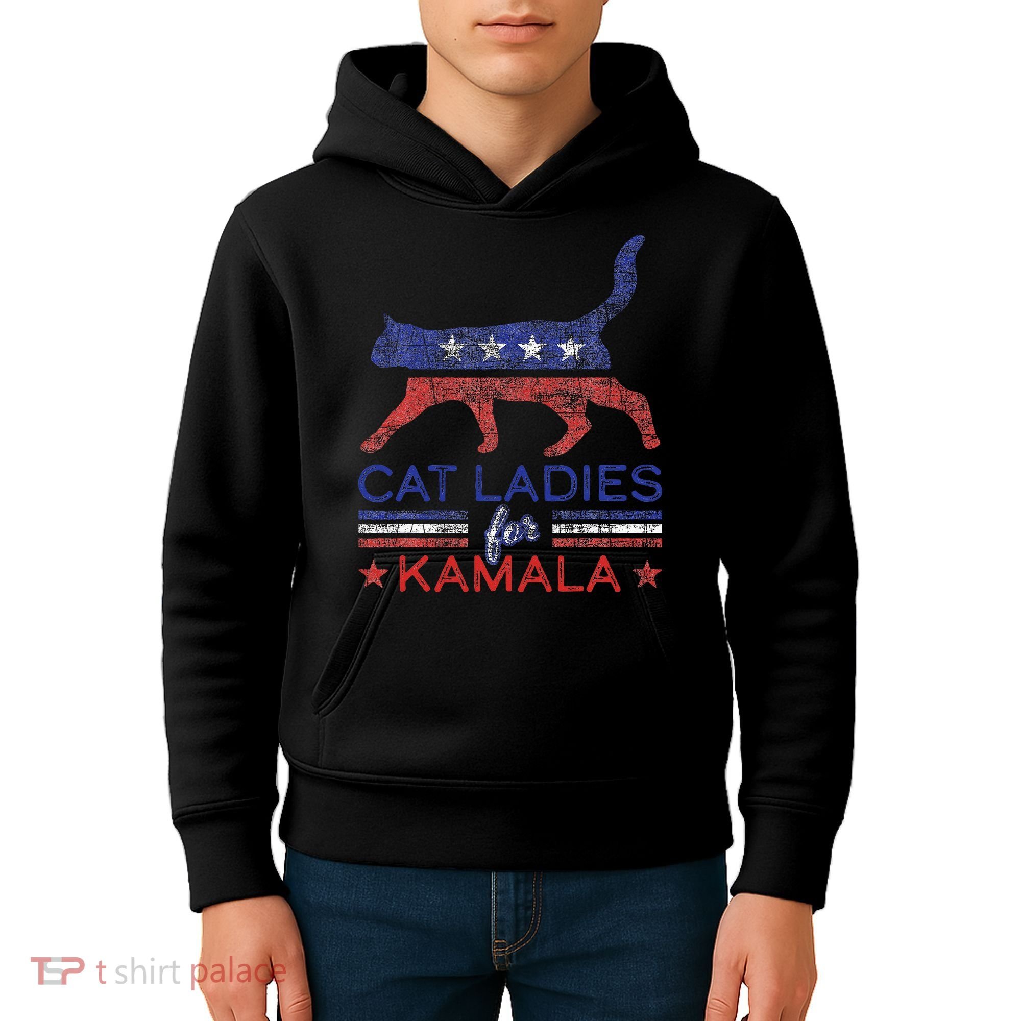Cat Ladies For Kamala Funny Democrat Cat For Cat Lady Kids Hoodie