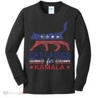 Cat Ladies For Kamala Funny Democrat Cat For Cat Lady Kids Long Sleeve Shirt thumb 0