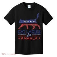 Cat Ladies For Kamala Funny Democrat Cat For Cat Lady Kids T-Shirt thumb 0