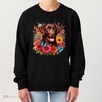 Chocolate Lab Flowers Women Labrador Women's Sweatshirt thumb 0