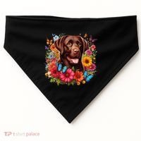 Chocolate Lab Flowers Women Labrador USA-Made Doggie Bandana thumb 0