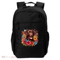 Chocolate Lab Flowers Women Labrador Backpack thumb 0