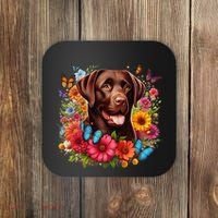 Chocolate Lab Flowers Women Labrador Coaster thumb 0