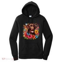 Chocolate Lab Flowers Women Labrador Women's Hoodie thumb 0