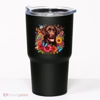 Chocolate Lab Flowers Women Labrador Tumbler thumb 0