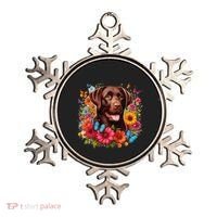 Chocolate Lab Flowers Women Labrador Ornament thumb 0