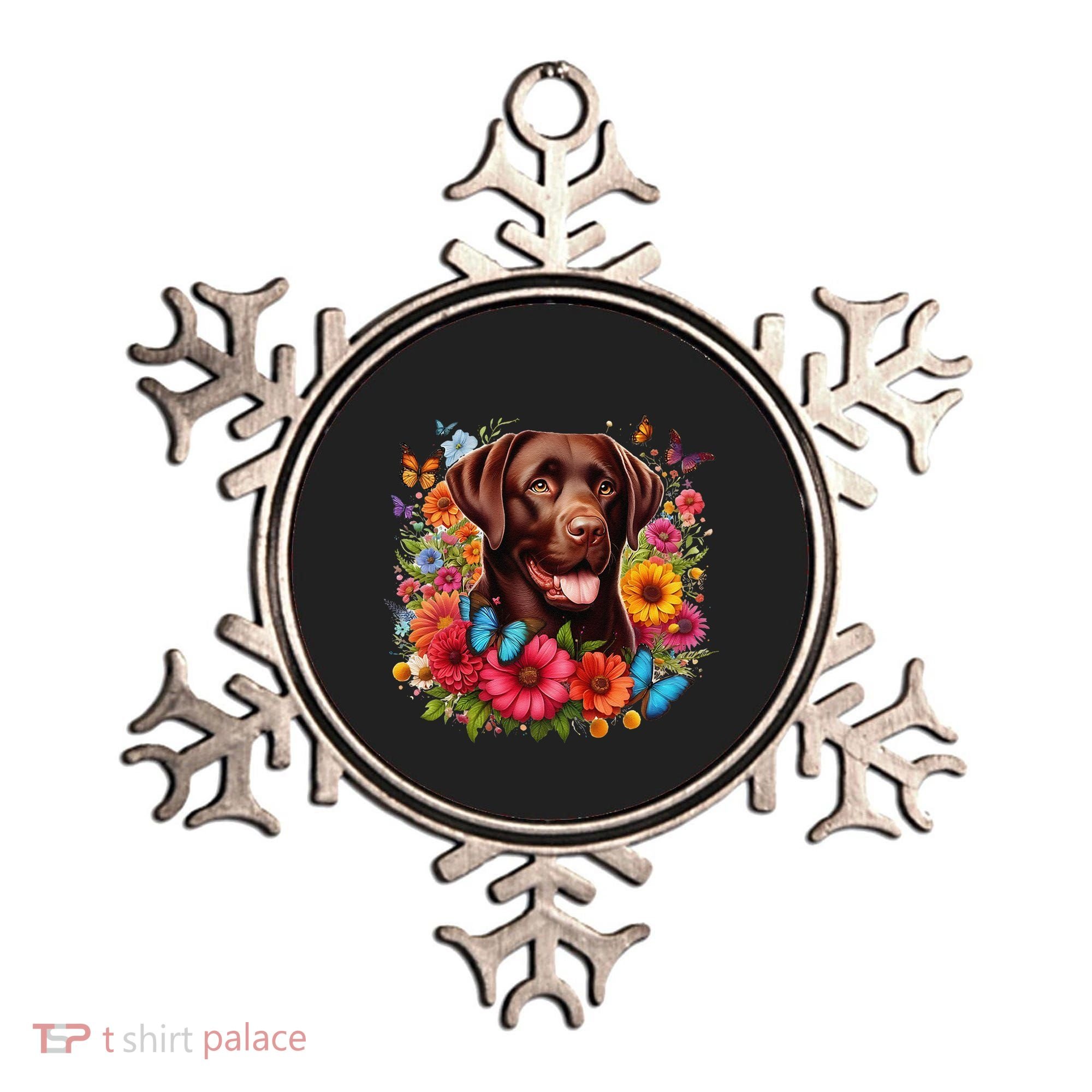 Chocolate Lab Flowers Women Labrador Ornament
