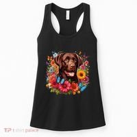 Chocolate Lab Flowers Women Labrador Women's Tank Top thumb 0