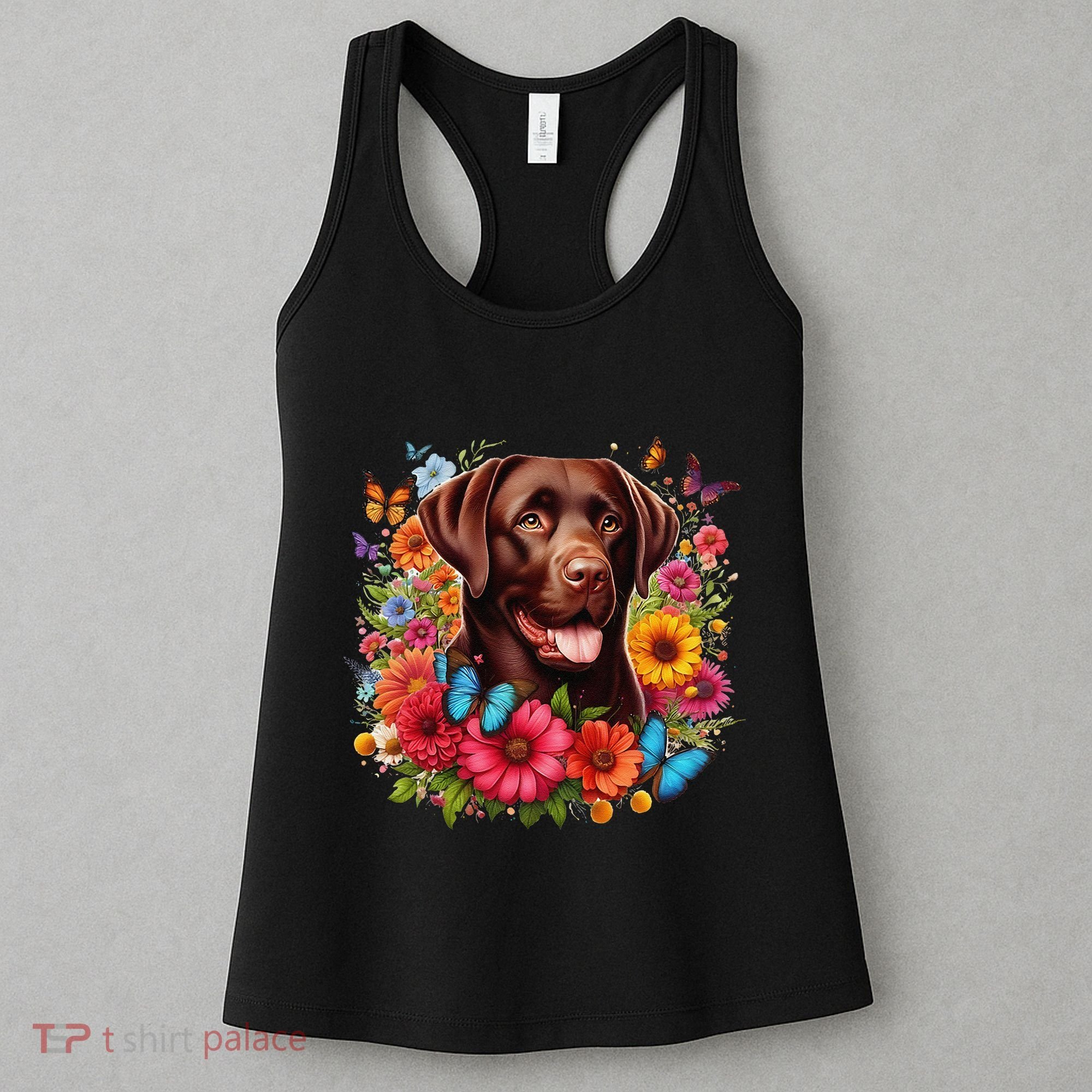 Chocolate Lab Flowers Women Labrador Women's Tank Top