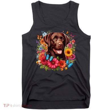 Chocolate Lab Flowers Women Labrador Tank Top