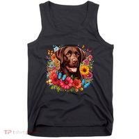 Chocolate Lab Flowers Women Labrador Tank Top thumb 0